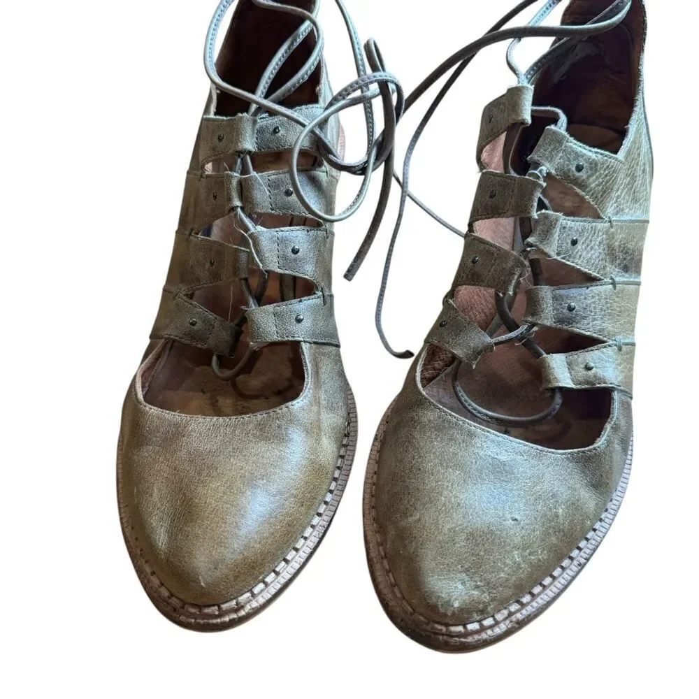 Schuler & Sons Anthropologie wedge oxford Leather lace Up shoes